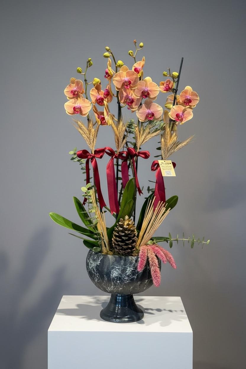 4 Dallı Somon Orkide Çiçeği