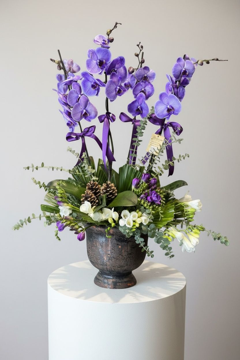 4 Dallı Mor Orkide Çiçeği 