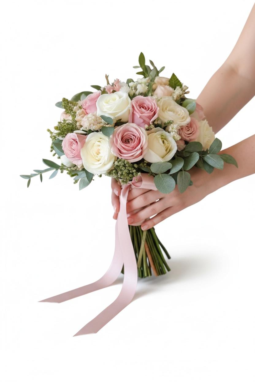 Beyaz Pembe Gelin Buketi