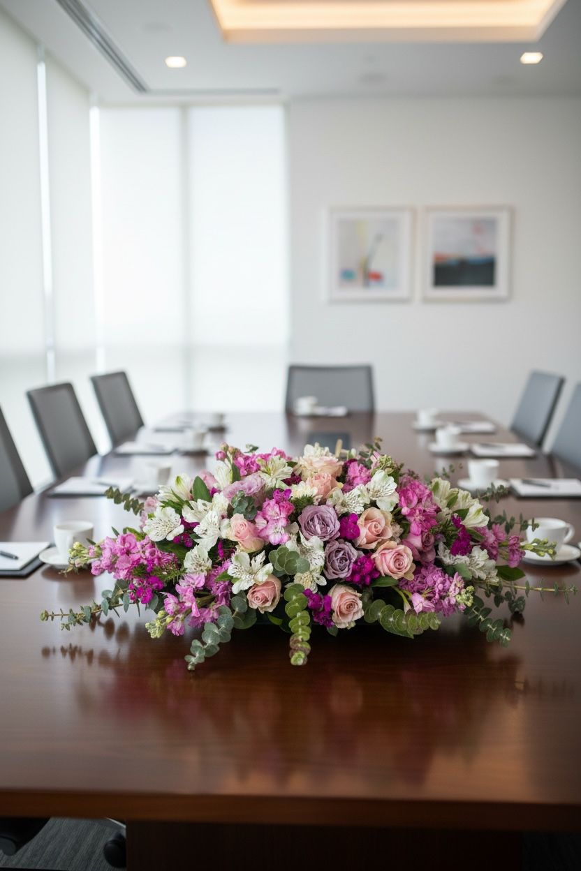 Renkli Masa Çiçeği Aranjmanı