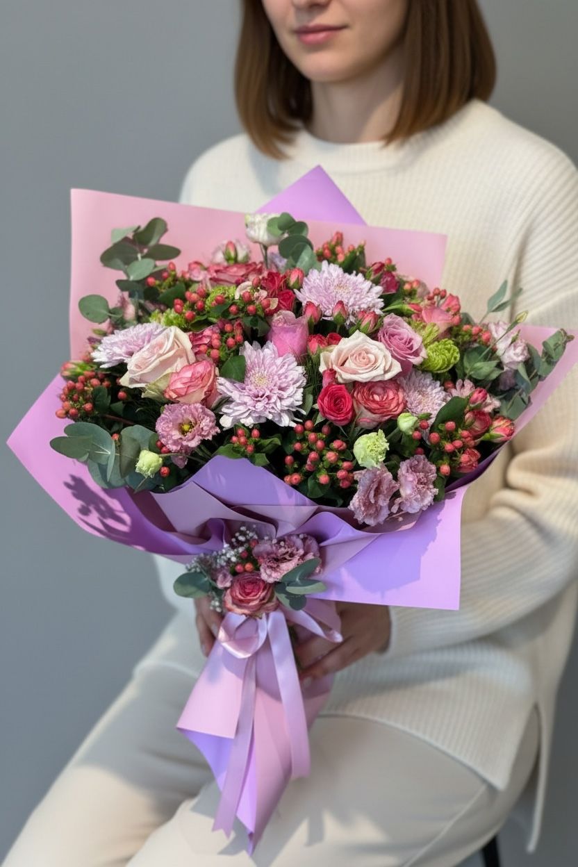 Karışık Pembe Çİçek Buketi