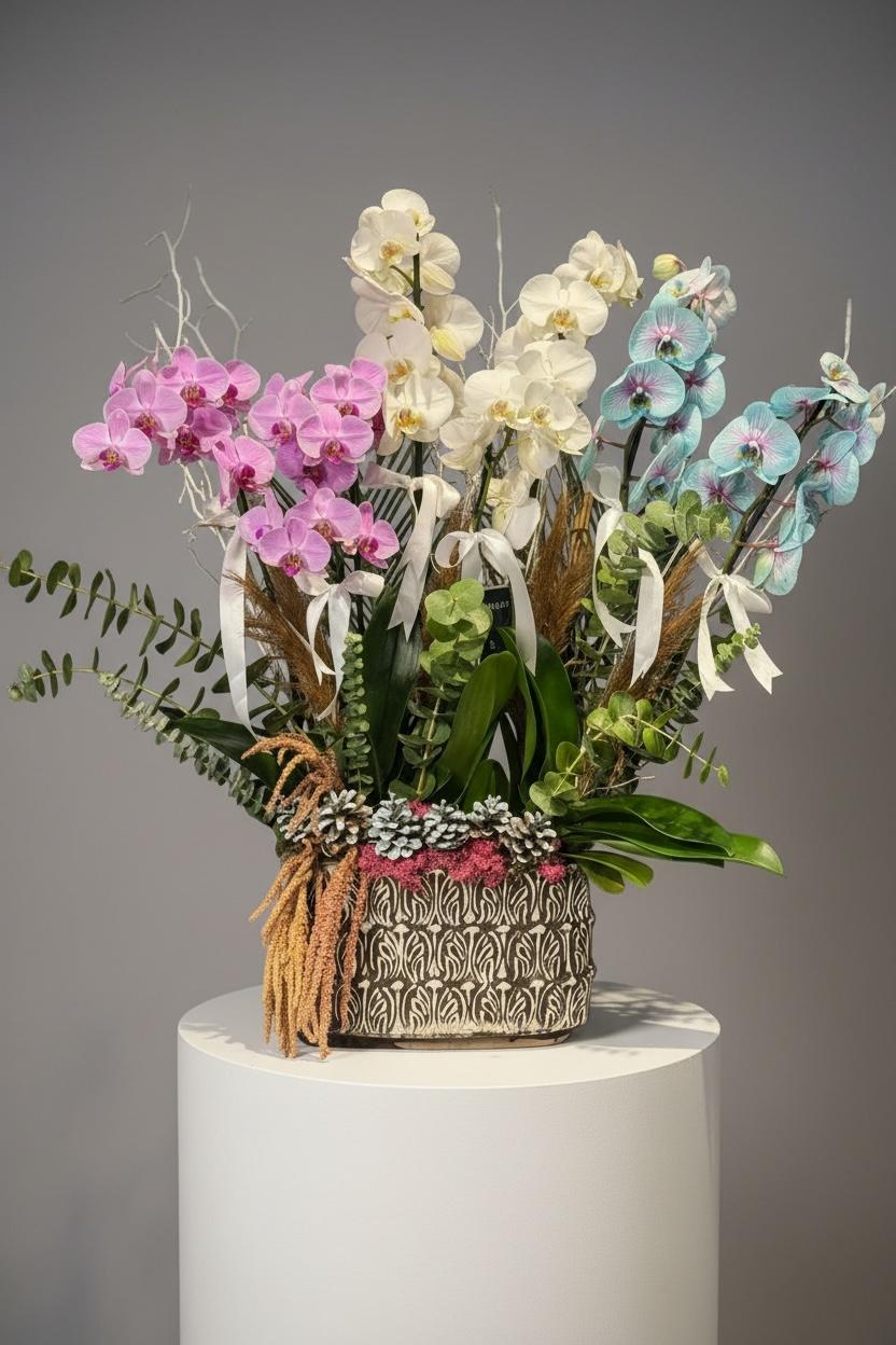 6 Dallı Renkli Orkide Çiçeği 