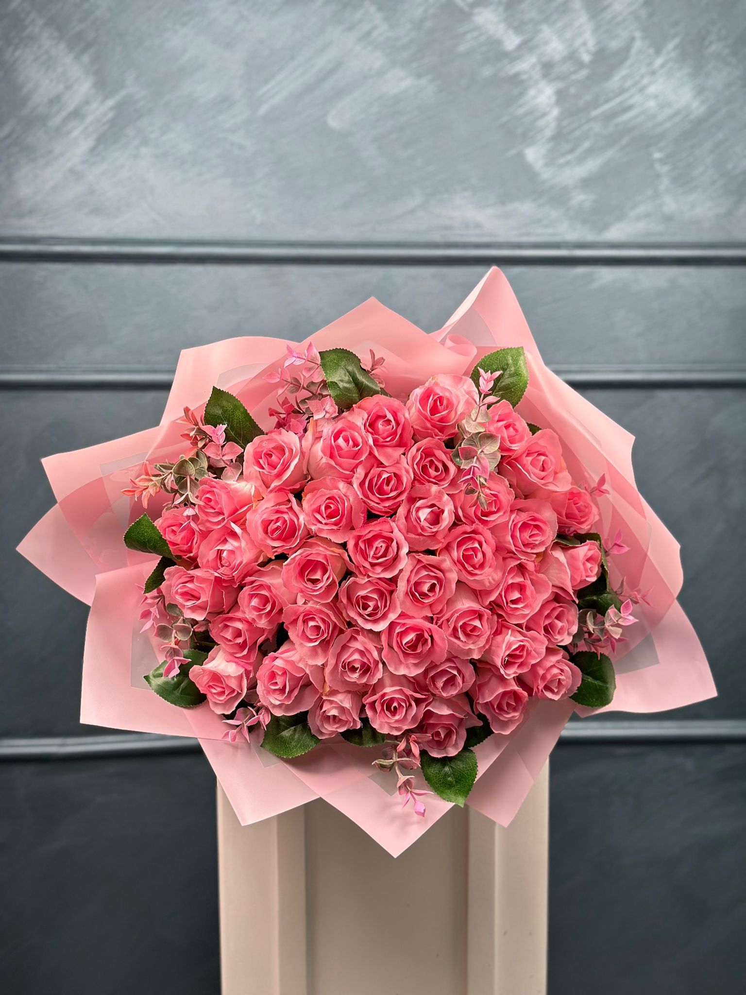 YAPAY PEMBE GÜL BUKETİ