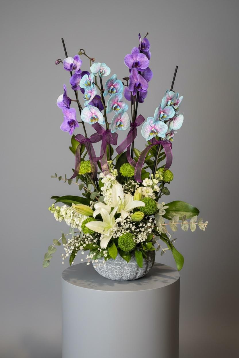 4 Dallı Renkli Orkide Çiçeği