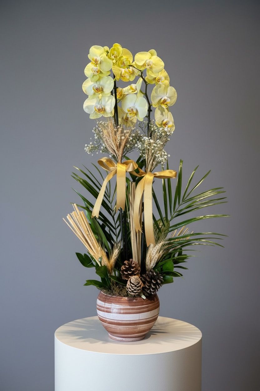 2 Dallı Sarı Orkide Çiçeği