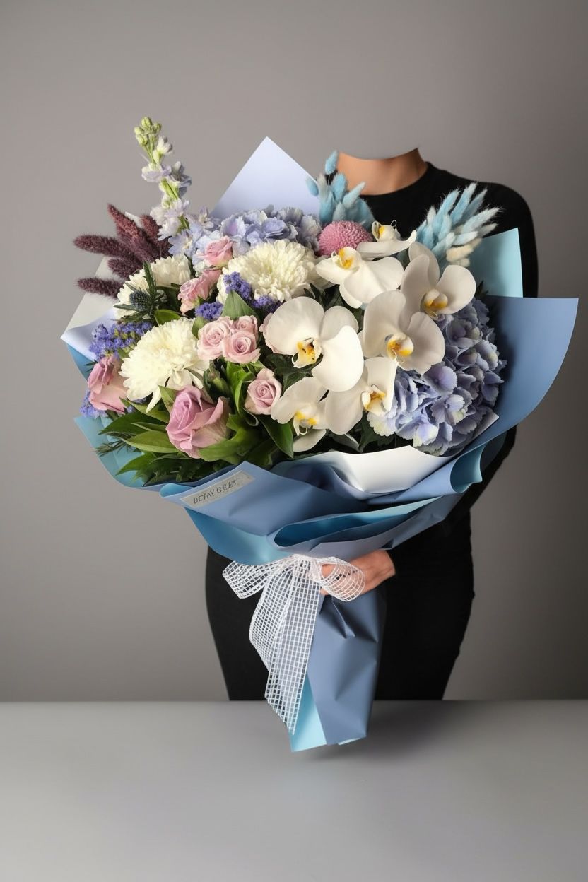 Orkideli Karışık Çiçek Buketi