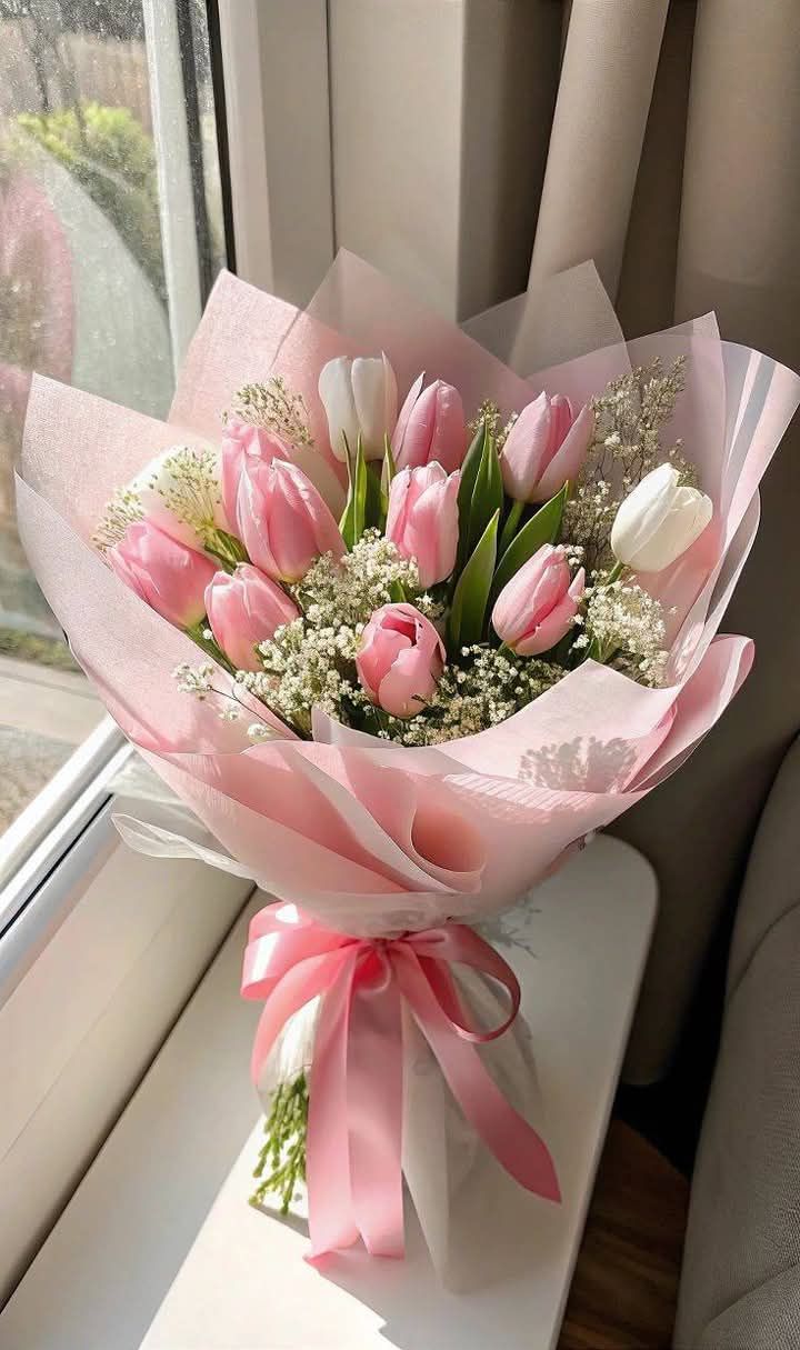 Pembe Beyaz Lale Buketi
