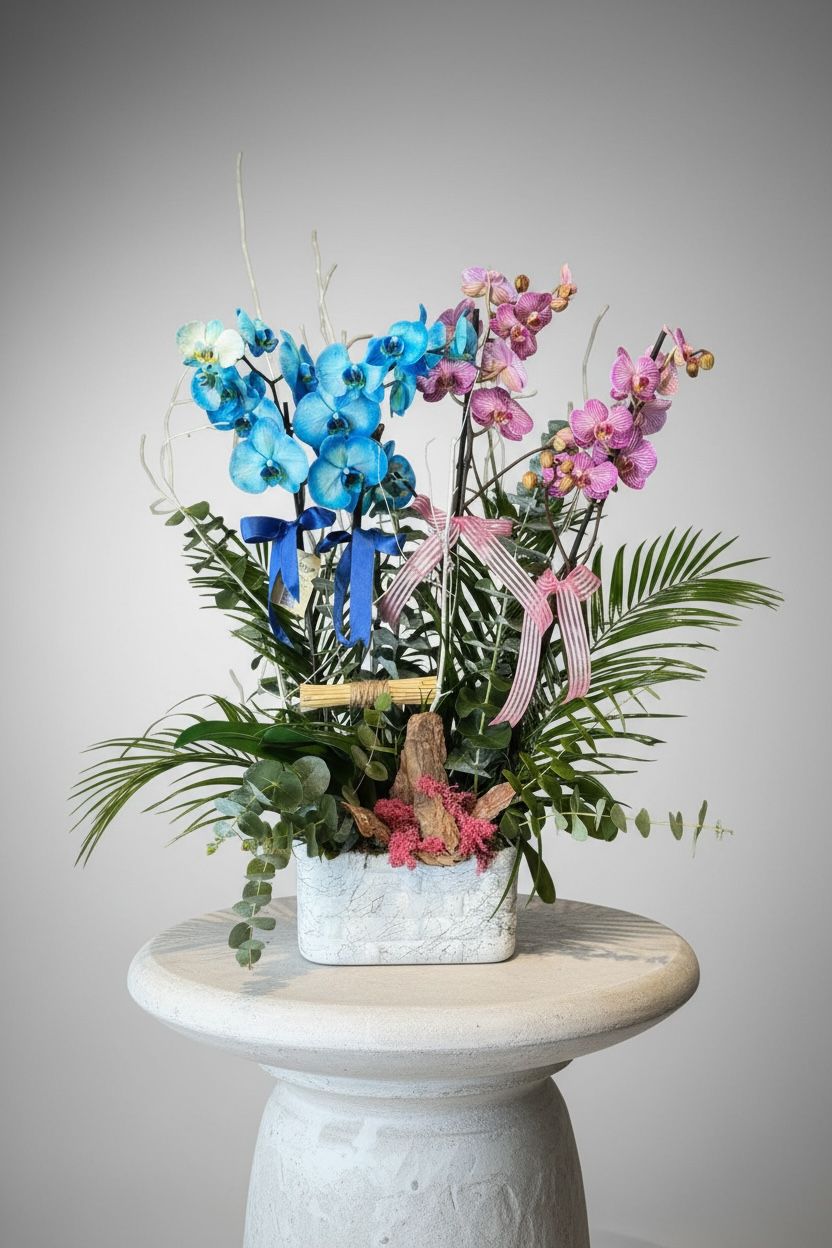 Mavi Pembe Orkide Çiçeği