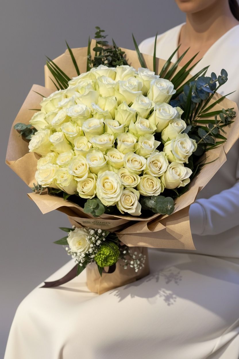 51 Beyaz Gül Buketi 