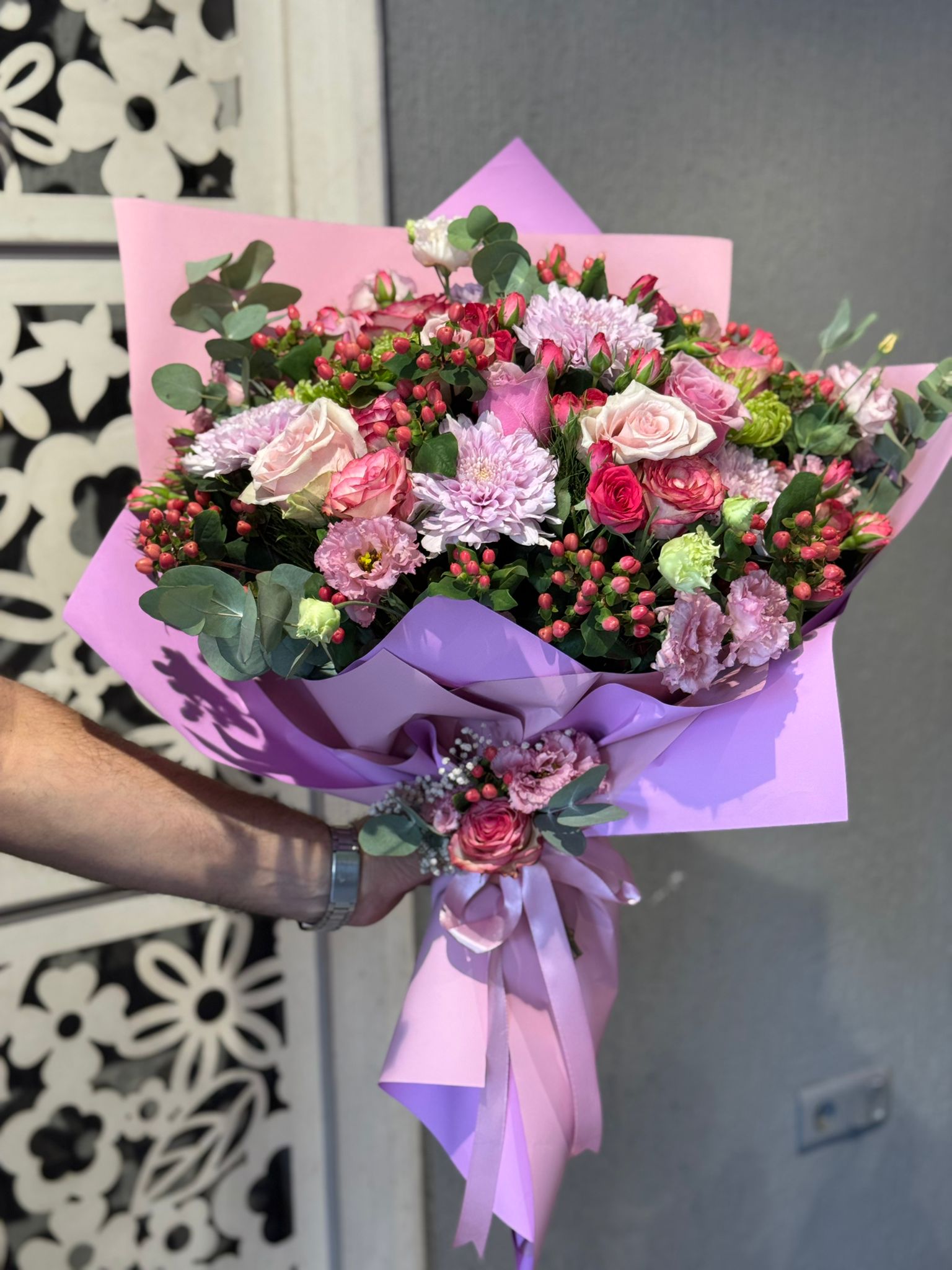 Karışık Pembe Çİçek Buketi