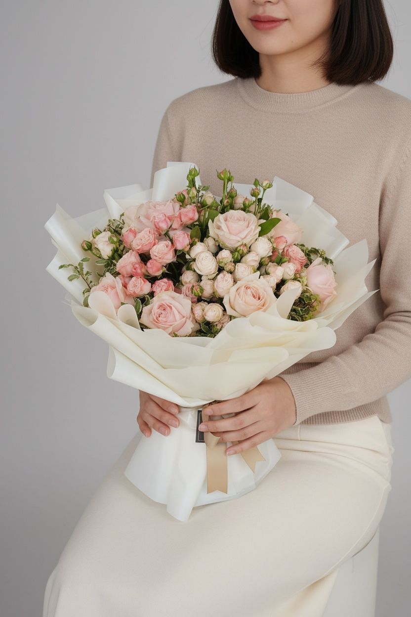 Karışık Pembe Gül Buketi