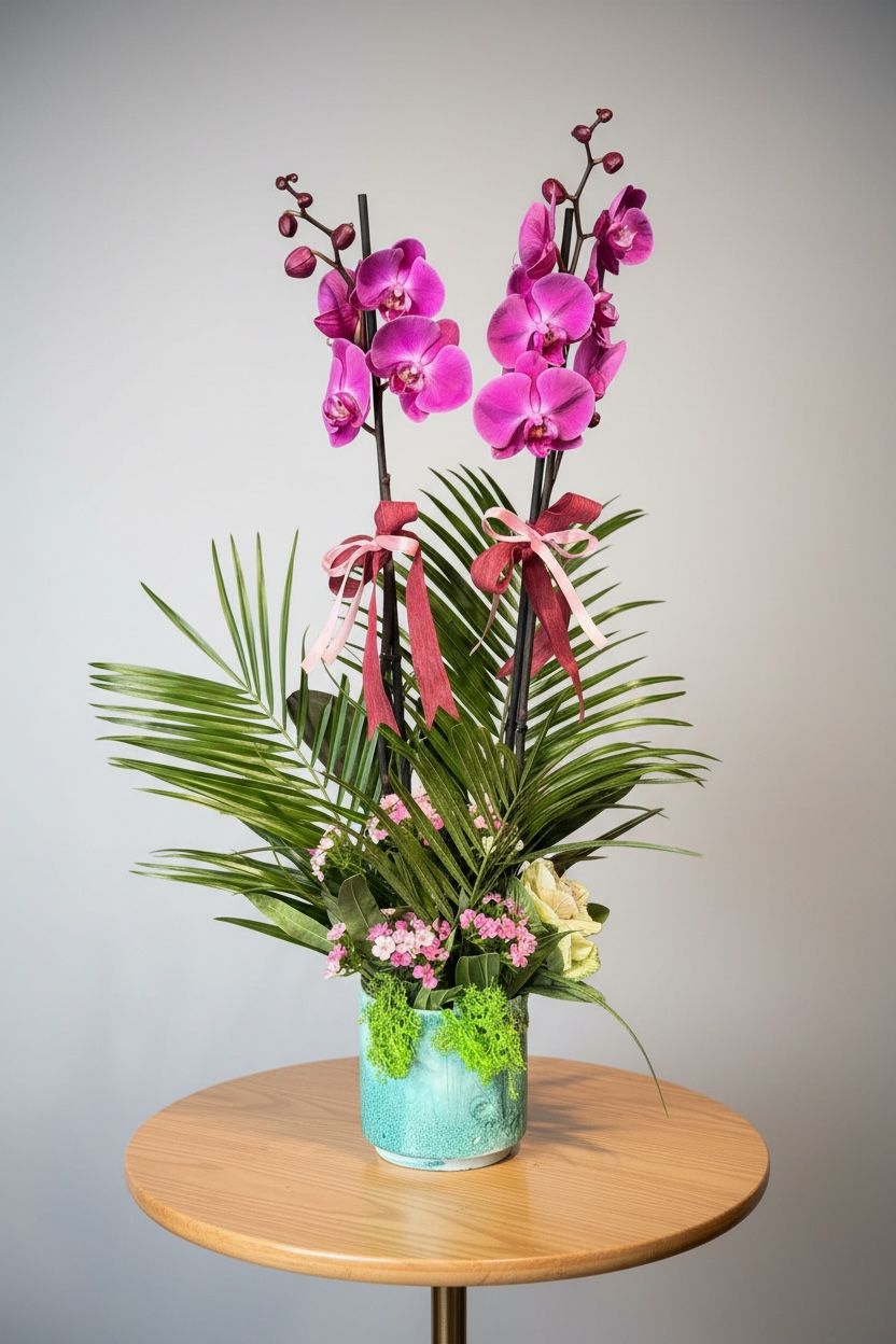 2 Dallı Fuşya Orkide Çiçeği 